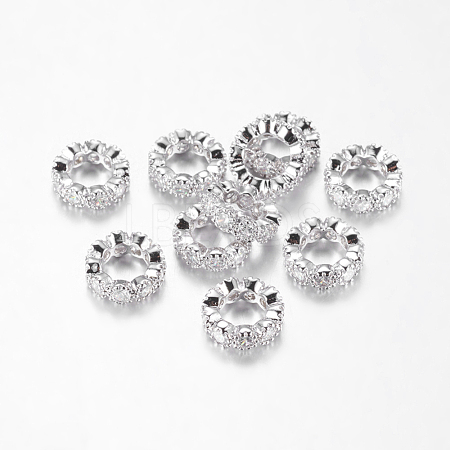 Brass Cubic Zirconia European Beads ZIRC-F001-109P-1