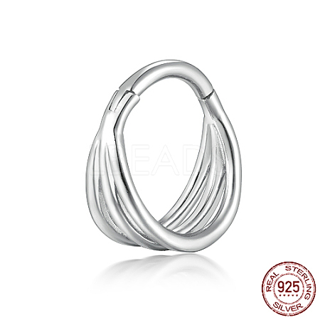 Rhodium Plated 925 Sterling Silver Triple Rings Hoop Earrings for Women IG8200-2-1