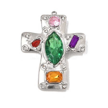 304 Stainless Steel Rhinestone Pendants RB-CBA9060-03P-1