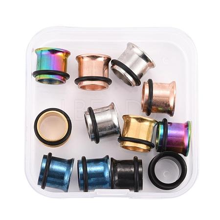 12Pcs 6 Colors 316 Surgical Stainless Steel Screw Ear Gauges Flesh Tunnels Plugs STAS-YW0001-16A-1