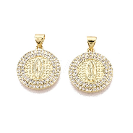 Religion Brass Micro Pave Clear Cubic Zirconia Pendants KK-N287-43G-01-1