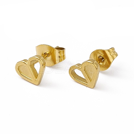 Vacuum Plating 304 Stainless Steel Tiny Heart Stud Earrings for Women EJEW-P212-04G-1