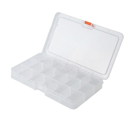 15 Grids Transparent Rectangle Plastic Beads Storage Containers PAAG-PW0012-03-1