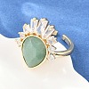 Brass with Natural Green Aventurine Finger Rings GG-CBACC2B-07G-06-2