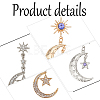 ANATTASOUL 4 Pairs 4 Style Rhinestone Moon & Star Dangle Stud Earrings EJEW-AN0004-45-3