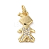 Brass Micro Pave Clear Cubic Zirconia Pendants KK-R162-003G-1