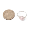 2Pcs Copper Wire Wrapped Shell Pearl Round Bead Finger Rings RJEW-JR00973-4
