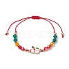 3Pcs 3 Styles Christmas Glass Braided Bead Bracelet Sets BJEW-JB10892-3