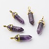 Natural Amethyst Pointed Pendants X-G-G902-A04-2