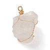 Natural Raw Rough Quartz Crystal Wire Wrapped Pendants PALLOY-JF00575-2