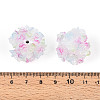 Polymer Clay Rhinestone Beads with Embossed Resin Roses RESI-T059-04M-3