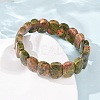 Natural Unakite Beaded Stretch Bracelets for Unisex G-K303-01D-3
