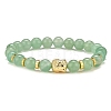 Natural Green Aventurine & Alloy Buddha Head Beaded Strech Bracelets BJEW-JB09420-04-1