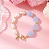 3Pcs 3 Styles Imitation Gemstone & ABS Imitation Pearl Acrylic Beaded Bracelets for Women BJEW-JB12157-4