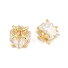 Brass Pave Clear Cubic Zirconia Beads CU-CBAF71E-01G-2