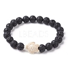 Natural Lava Rock Round & Synthetic Turquoise Turtle Beaded Stretch Bracelet for Women BJEW-JB09700-04-1