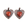 Natural Red Jasper Peach Love Heart Pendants G-G158-01-02-1