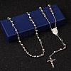 201 Stainless Steel Rosary Bead Necklaces X-NJEW-L427-22P-1