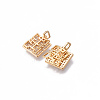 Brass Micro Pave Clear Cubic Zirconia Charms KK-N232-143-NF-3