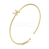 Rack Plating Brass Micro Pave Clear Cubic Zirconia Letter Open Cuff Bangles BJEW-A018-01G-H-1