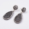 Natural Druzy Agate Stud Earrings EJEW-K068-01-2