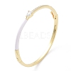 Enamel Teardrop Hinged Bangle with Cubic Zirconia BJEW-G673-01G-02-4