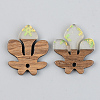 Transparent Resin & Walnut Wood Pendants RESI-S389-051B-D01-1