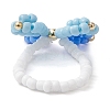 3Pcs 3 Colors Butterfly Glass Seed Beaded Stretch Finger Rings for Women RJEW-TA00150-5