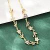 Brass Pave Cubic Zirconia Flower Link Chain Necklaces KK-CBA4547-18G-04-3