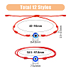 12Pcs 9 Style Glass Evil Eye Braided Bead Bracelets Set BJEW-FI0001-24-2