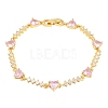 Brass Pave Cubic Zirconia Heart Link Chain Bracelets for Women KK-CBA68DA-10G-02-5