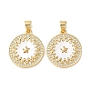 Brass Micro Pave Clear Cubic Zirconia Pendants KK-B083-35A-G-1