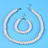 Natural Cultured Freshwater Pearl Beads Necklaces & Bracelets Jewelry Sets SJEW-N039-01-4