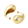 Rack Plating Grooved Teardrop Brass Stud Earrings for Women EJEW-B053-01G-02-2