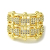 Brass Micro Pave Cubic Zirconia Open Cuff Rings RJEW-K256-20G-2