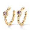Brass Micro Pave Cubic Zirconia Cuff Earrings LS-EJEW-H109-01I-G-1