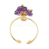 Natural Gemstone Braided Bead Cuff Rings for Women RJEW-JR00952-01-5