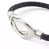 Braided Imitation Cowhide Leather Cord Bracelets for Couple BJEW-JB06443-44