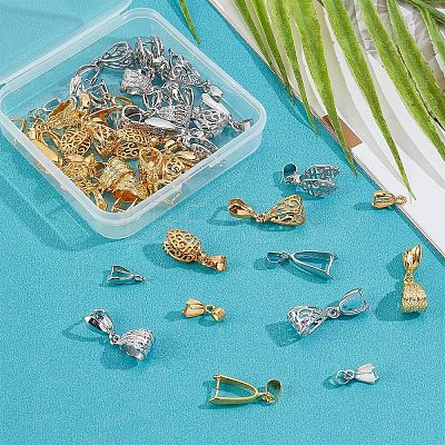 48Pcs 12 Style Brass Ice Pick Pinch Bails KK-FH0003-62-1