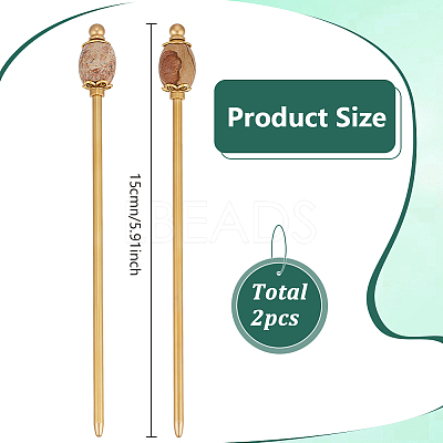 2Pcs Brass Hair Sticks OHAR-PH00007-1