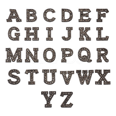 Alphabet Resin Rhinestone Patches DIY-TAC0005-45H-1