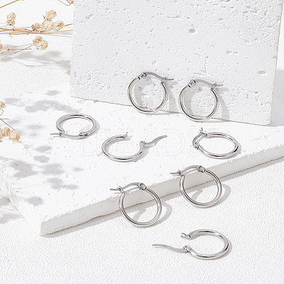 20 Pairs 201 Stainless Steel Hoop Earrings STAS-UN0022-38-1