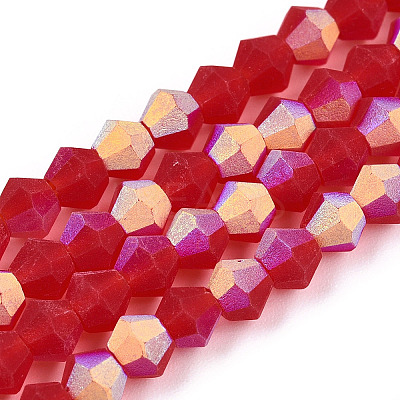 Imitate Austrian Crystal Bicone Frosted Glass Beads Strands EGLA-A039-T4mm-MB14-1