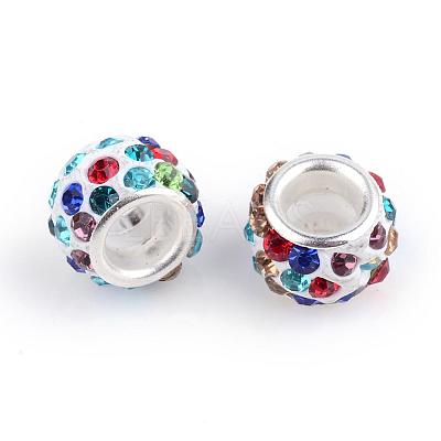 Polymer Clay Rhinestone European Beads CPDL-T001-27-1
