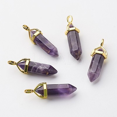 Natural Amethyst Pointed Pendants X-G-G902-A04-1