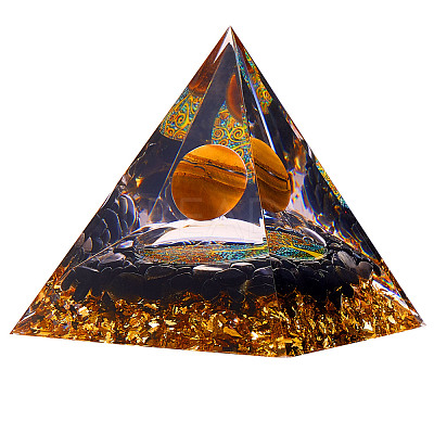 Natural Black Stone Crystal Pyramid Decorations JX072A-1