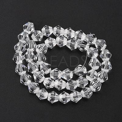 Clear Faceted Glass Bicone Beads Strands X-GLAA-S026-6mm-07-1