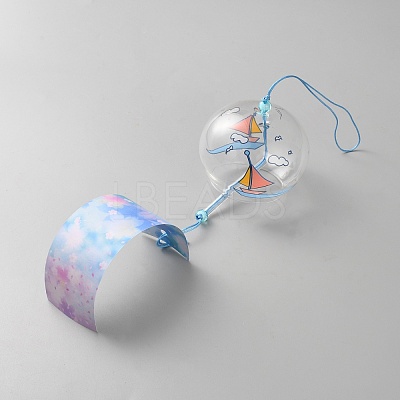 High Borosilicate Glass Round Japanese Wind Chime HJEW-WH0130-05F-1