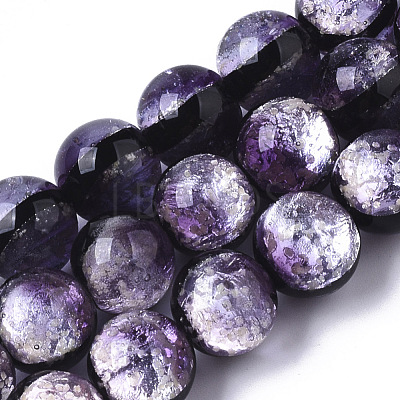 Handmade Silver Foil Glass Lampwork Beads Strands FOIL-T003-03D-1