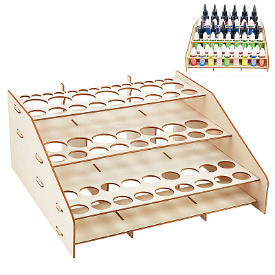 3-Layer Wooden Craft Paint & Brash Rack DIY-WH0401-04-1